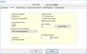 The Settings menu in SoftRadio