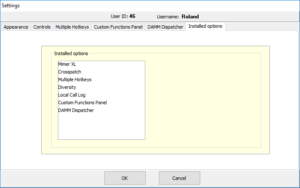 The Settings menu in SoftRadio