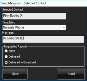 Send SDS message menu