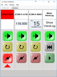 Dispatch window of three radios and a VoiceLog