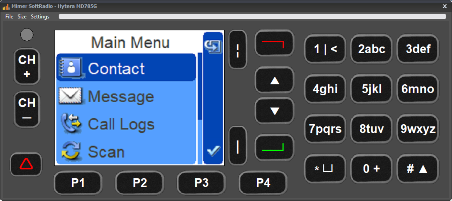 All the radios menues can be accessed from the Virtual Control Head