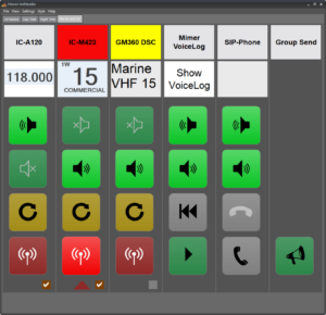 Mimer SoftRadio with three radios, VoiceLog and phone connection