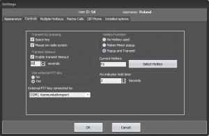 Mimer SoftRadio Settings - Controls