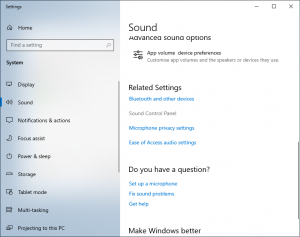 Select "Sound Control Panel"