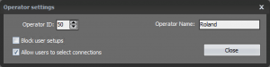 Connections Setup - Operator Settings