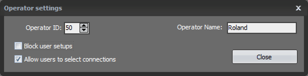 Connections Setup - Operator Settings
