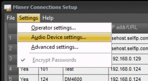 Connections Setup - Audio Device Settings