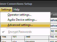 Connections Setup - Advanced Settings
