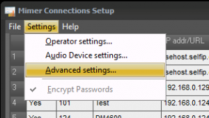 Connections Setup - Advanced Settings