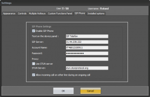 SoftRadio Settings - SIP Phone