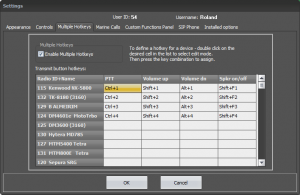 SoftRadio Settings - Multiple Hotkeys