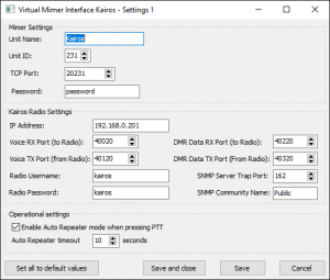 Virtual Network Interface Setup page